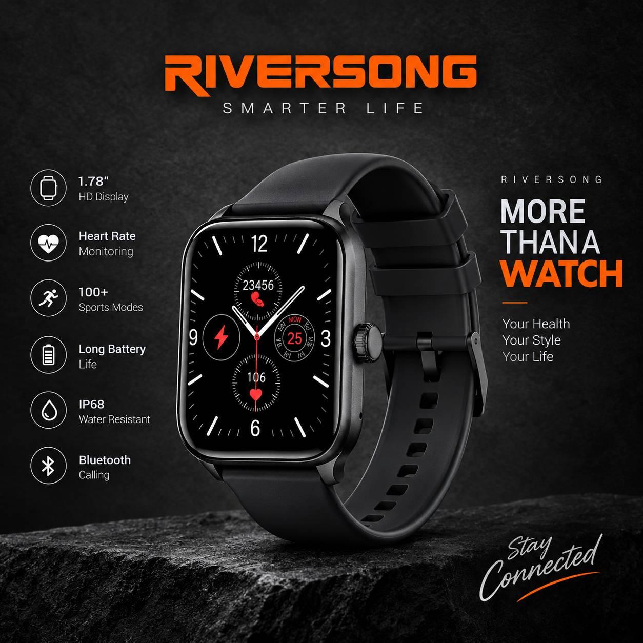 Riversong Motive 6 Pro Bluetooth Calling Smartwatch | Water Resistance | 100 Sport Modes | 1-Year Warranty